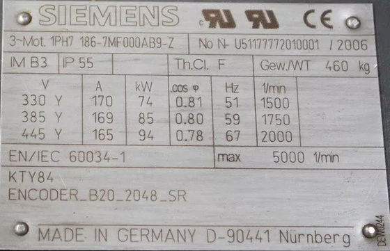 7MF00-0AB9-Z  Siemens 1PH7186-7MF00-0AB9-Z  Asynchronous Motor 1PH7 Machine Tools